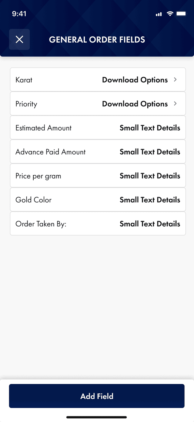 General Order Fields
